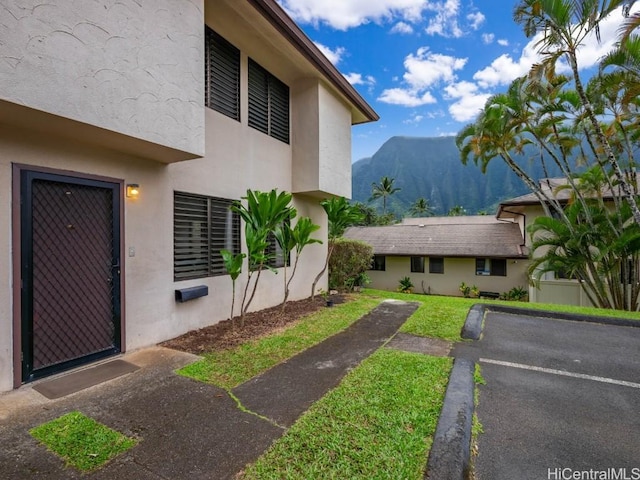 exterior space with a mountain view