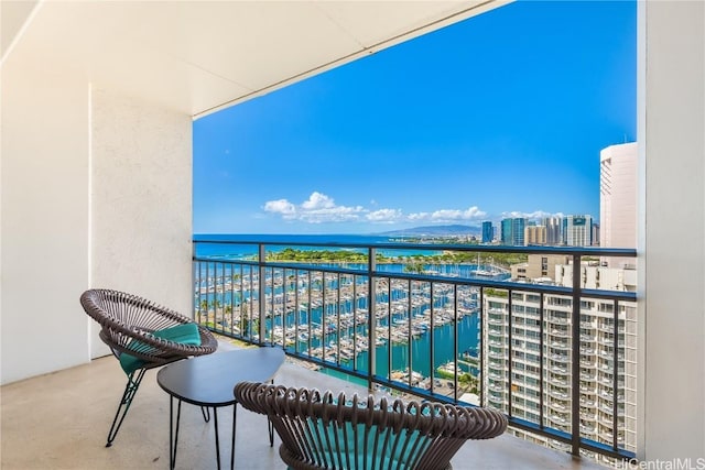 balcony with a water view