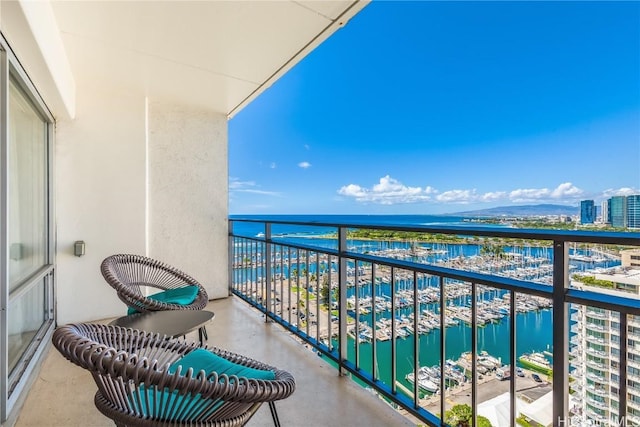 balcony with a water view