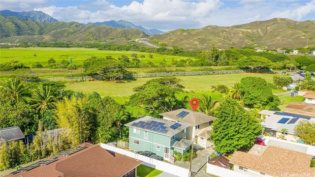 bird's eye view with a mountain view