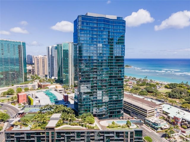 property's view of city with a water view