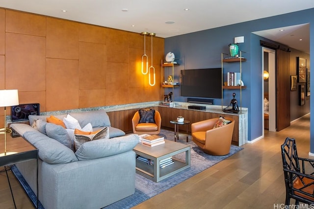 living room with wood-type flooring