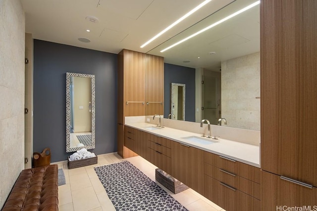 bathroom featuring vanity and tile patterned floors