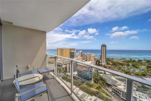 balcony with a water view