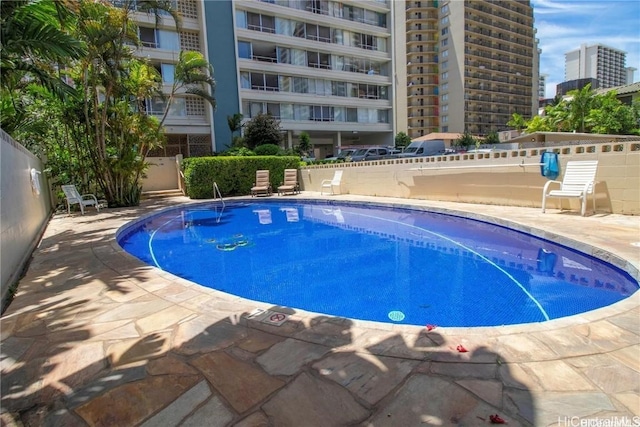 view of pool featuring a patio area