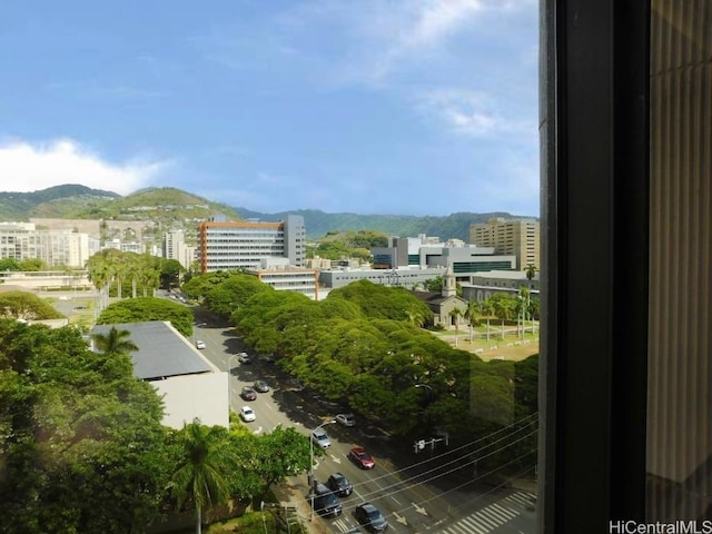 exterior space featuring a mountain view