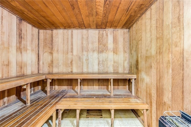 view of sauna / steam room with tile patterned flooring