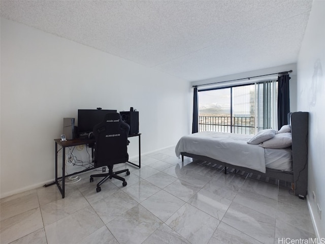 bedroom with a textured ceiling