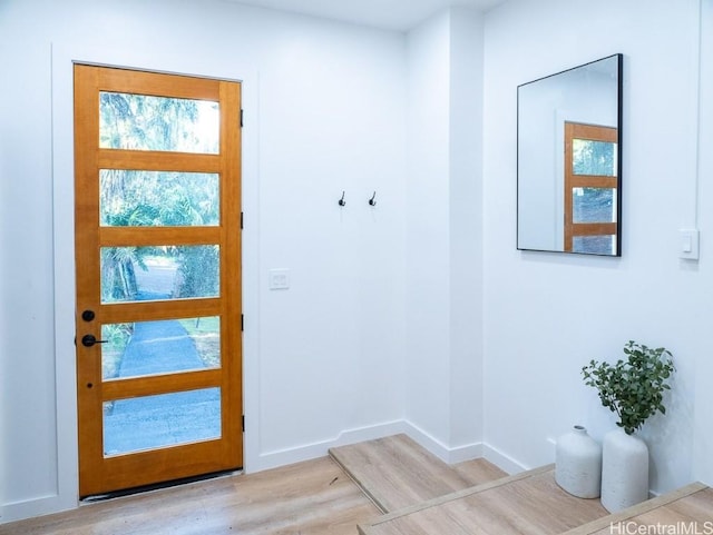 doorway featuring light wood-type flooring