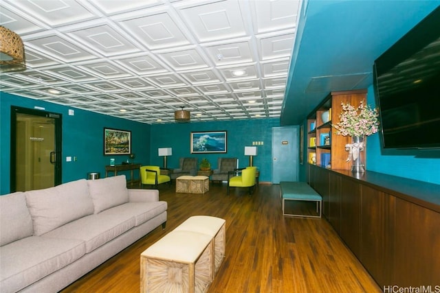 living room featuring dark hardwood / wood-style floors