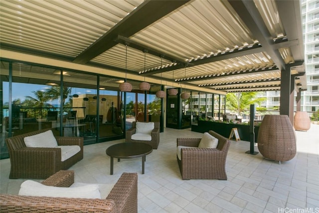 view of patio featuring a pergola