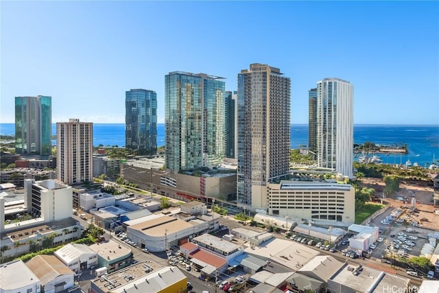 property's view of city featuring a water view