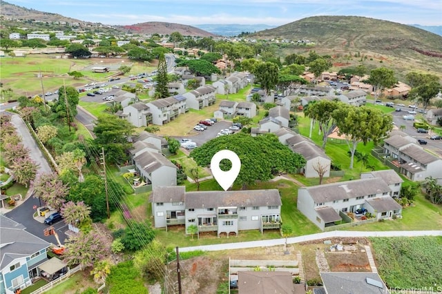 drone / aerial view with a mountain view