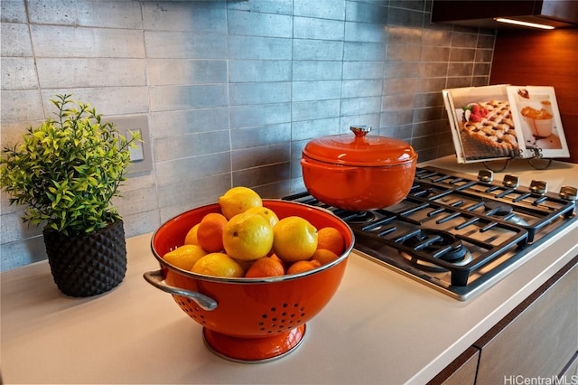 interior details with stainless steel gas cooktop