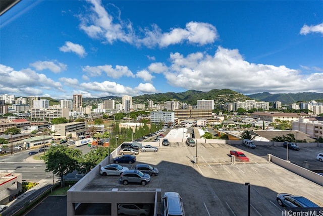 drone / aerial view with a mountain view