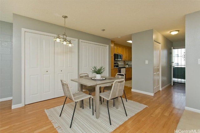 dining area with light hardwood / wood-style flooring