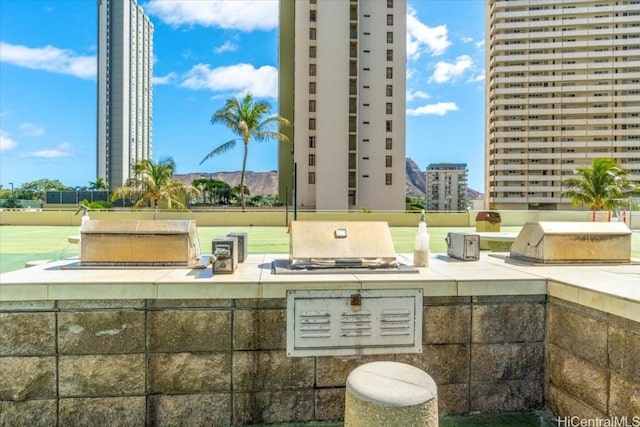 view of patio with an outdoor kitchen