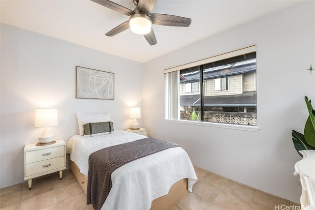 bedroom featuring ceiling fan