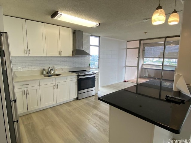 kitchen with white cabinetry, sink, wall chimney exhaust hood, and appliances with stainless steel finishes