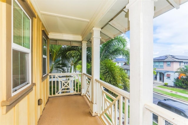 balcony featuring a porch