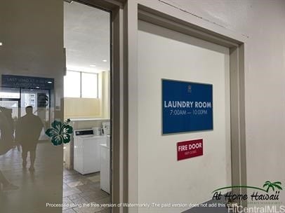 interior space featuring washer and dryer