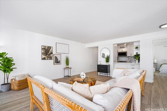 living room featuring light wood-type flooring