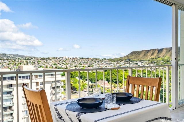 balcony with a mountain view