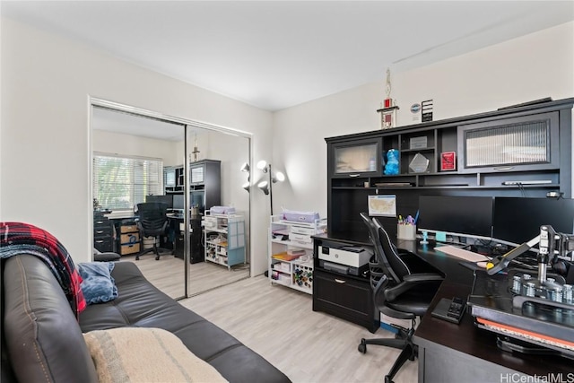 office area featuring light hardwood / wood-style floors