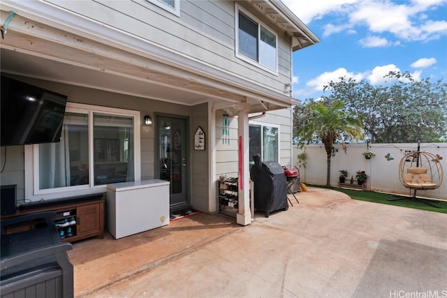 view of patio with area for grilling