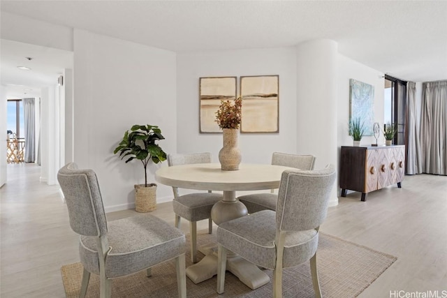 dining space featuring light hardwood / wood-style flooring