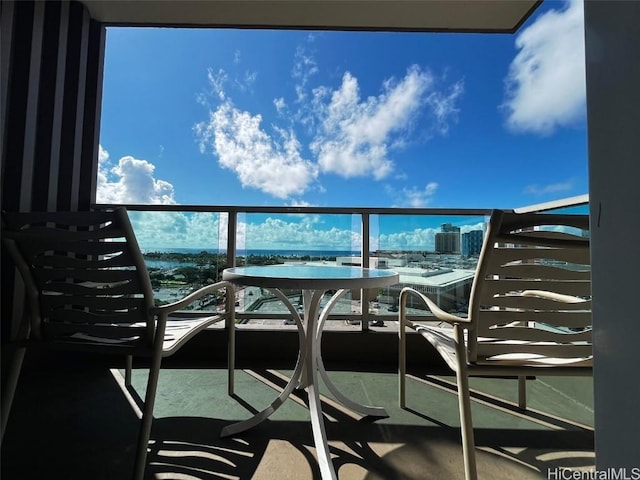 balcony with a view of city