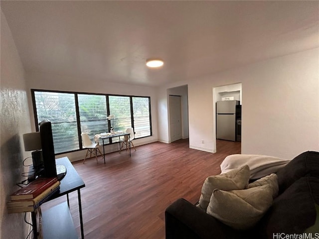 living room featuring dark hardwood / wood-style flooring