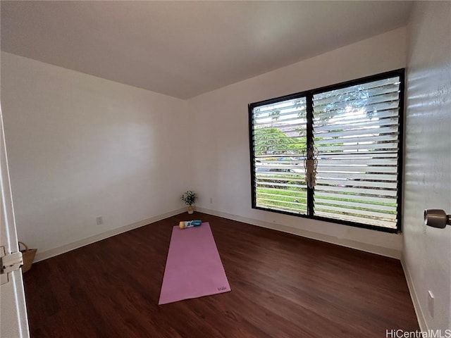 empty room with dark hardwood / wood-style flooring and a wealth of natural light