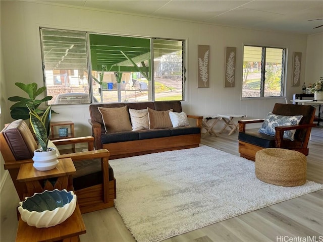 sitting room with light hardwood / wood-style floors