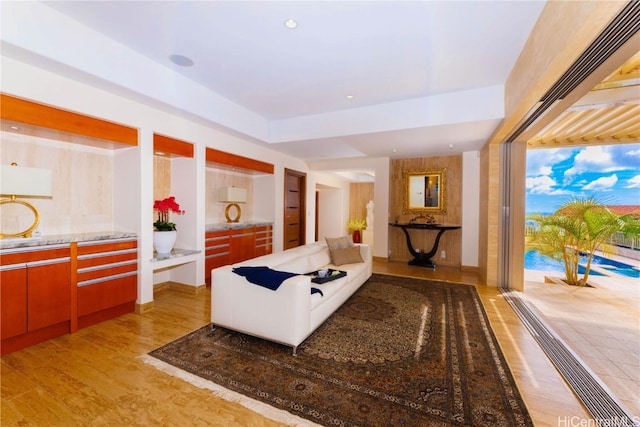 living room featuring light hardwood / wood-style flooring