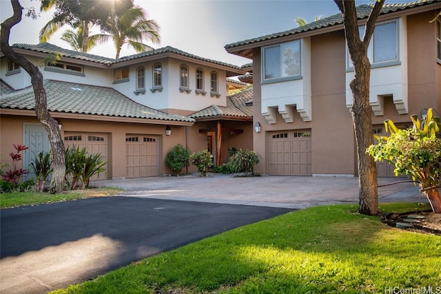 view of front of property with a garage