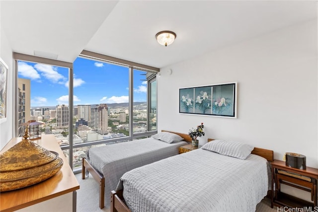 bedroom with expansive windows