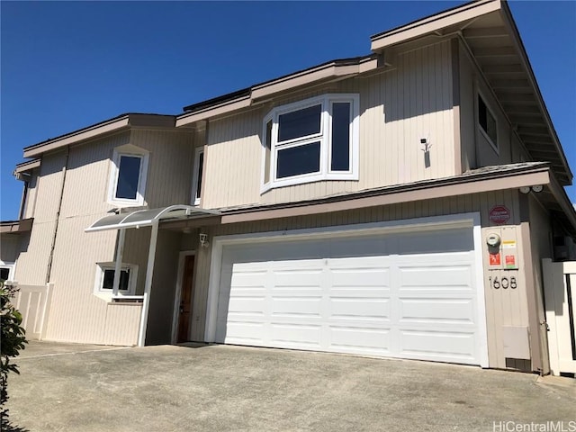 exterior space featuring a garage