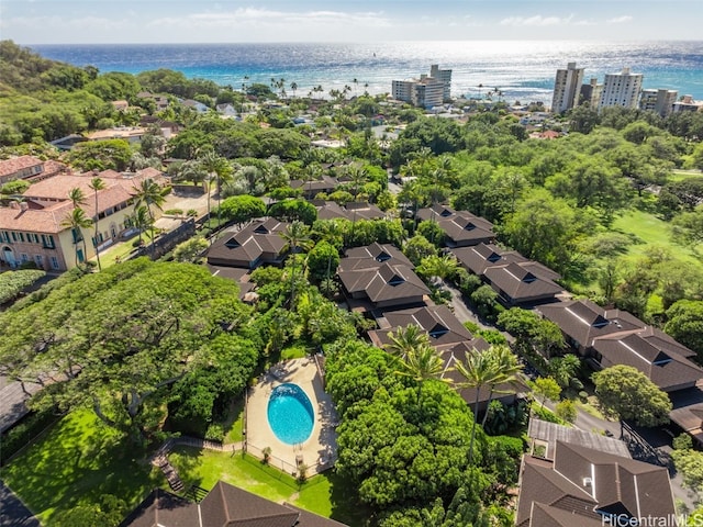 bird's eye view featuring a water view