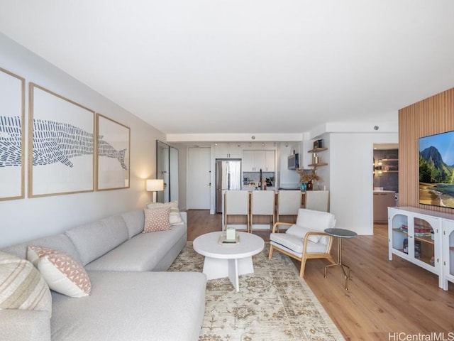 living room with light wood-type flooring