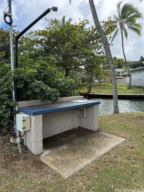 exterior space featuring a water view