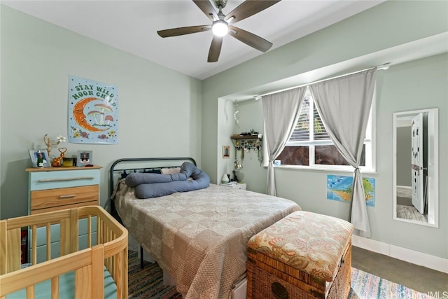 bedroom featuring ceiling fan