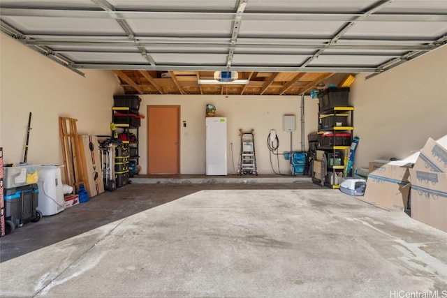 garage with a garage door opener