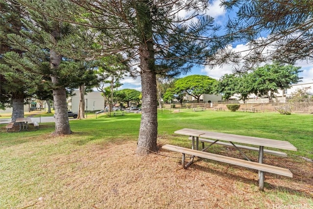 view of home's community with a lawn