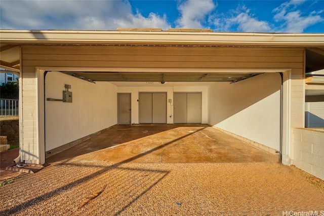 view of garage