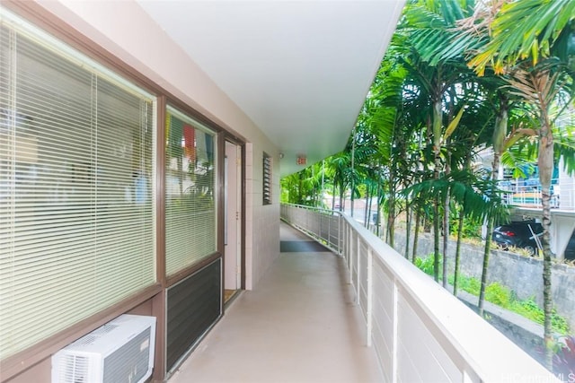 balcony with a wall mounted AC