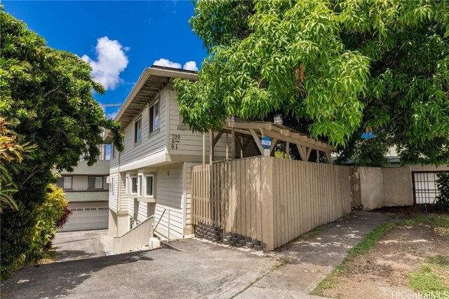 view of home's exterior with a garage