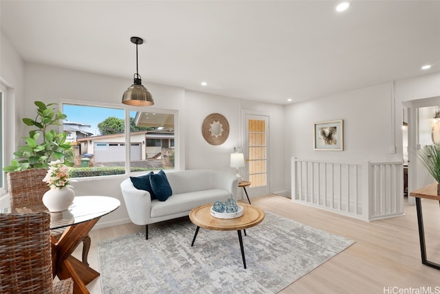 living room featuring light hardwood / wood-style flooring