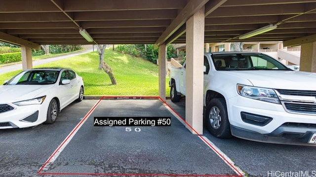 view of covered parking lot