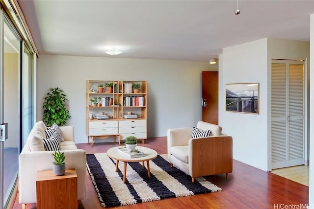 living area with wood finished floors